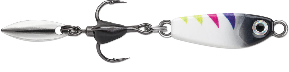 VMC Bull Spoon 1/16 oz Glow Black Wonderbread attracts bass with built-in blade