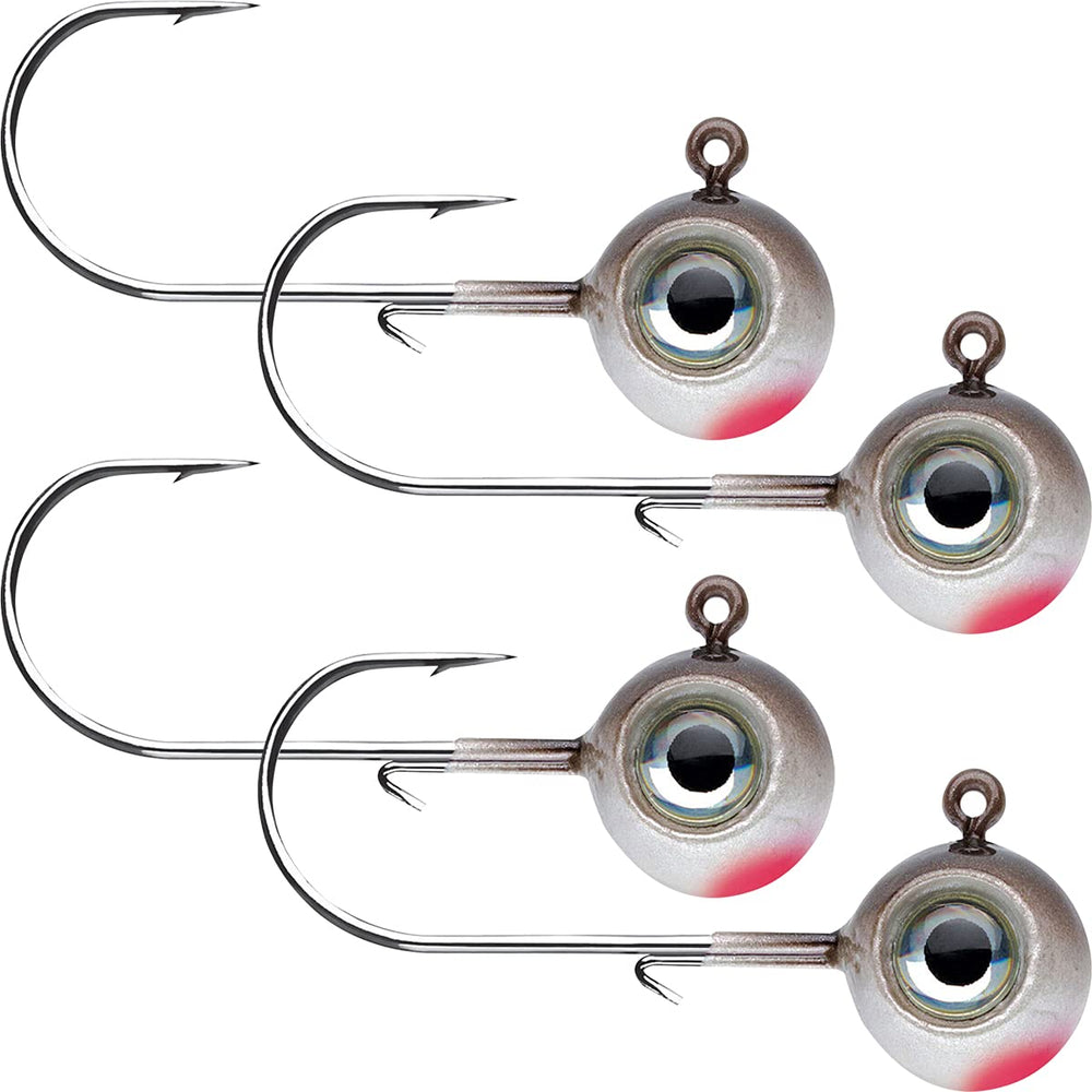 VMC Neon Moon Eye Jig 3/8 Fathead front view highlights durable finish for deep-water jigging.