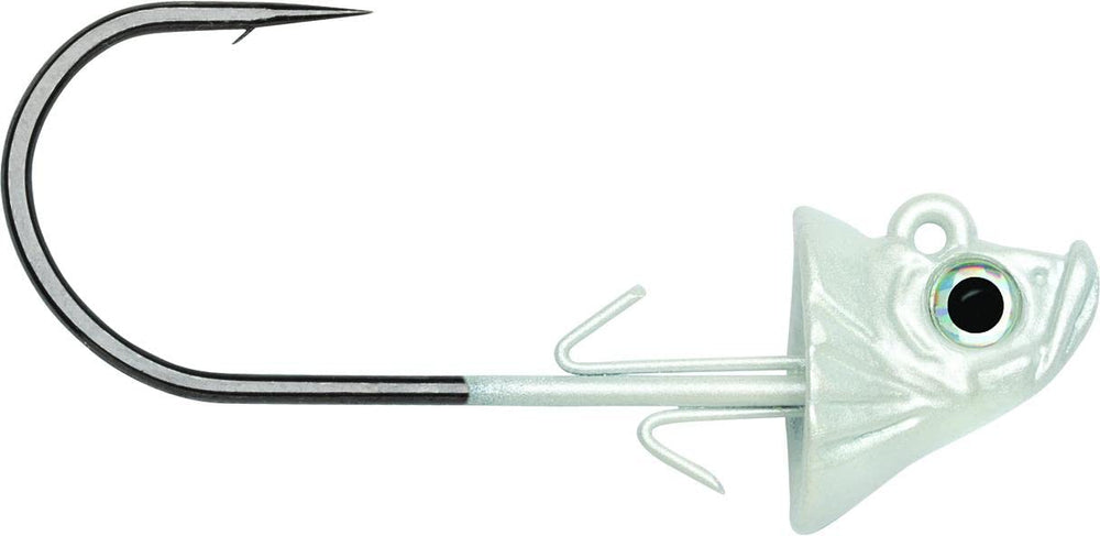 VMC Swimbait Jig 3-Pack front view in white finish for realistic minnow illusion.