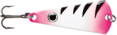 VMC Tingler Spoon 1/8 oz Glow Pink Squirrel lure glows to attract fish in low light.