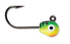 VMC Tungsten Mongo Jig Glow Fire Tiger boosts panfish bites in cold water.