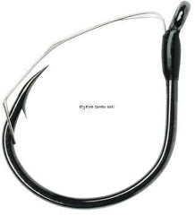 VMC Weedless Wacky Hook Black Nickel 4/0 is shown in close-up, highlighting snag resistance