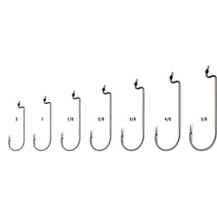 VMC worm hook offset point with 3-degree design enhances hookup exposure on Carolina rigs.