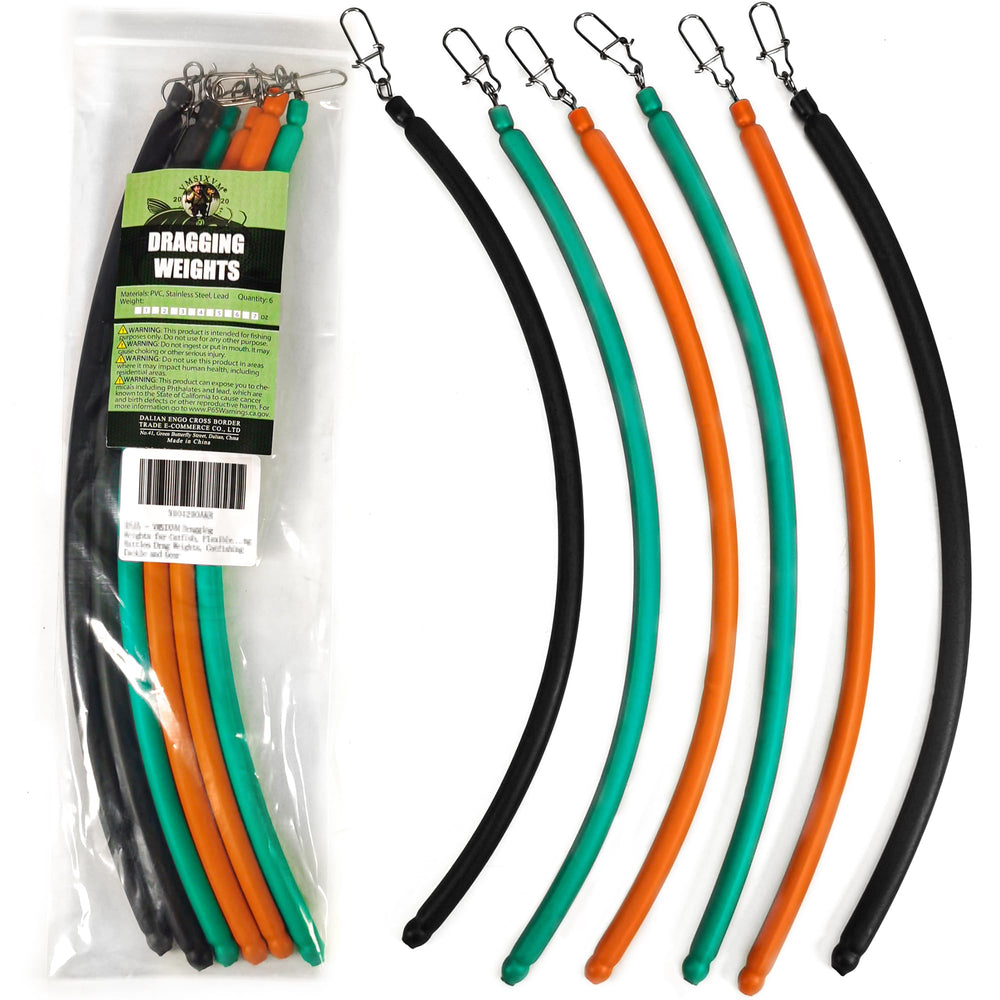 VMSIXVM dragging weights kit six 4oz sinkers in three colors for snagless catfish setups