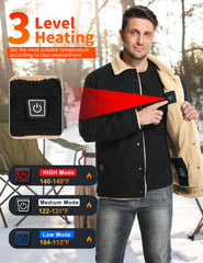 Vokora men's heated jacket with 16000mAh battery powering extended warmth.