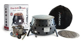 Volcano Grills 3-Fuel collapsible stove closed for easy travel and storage.