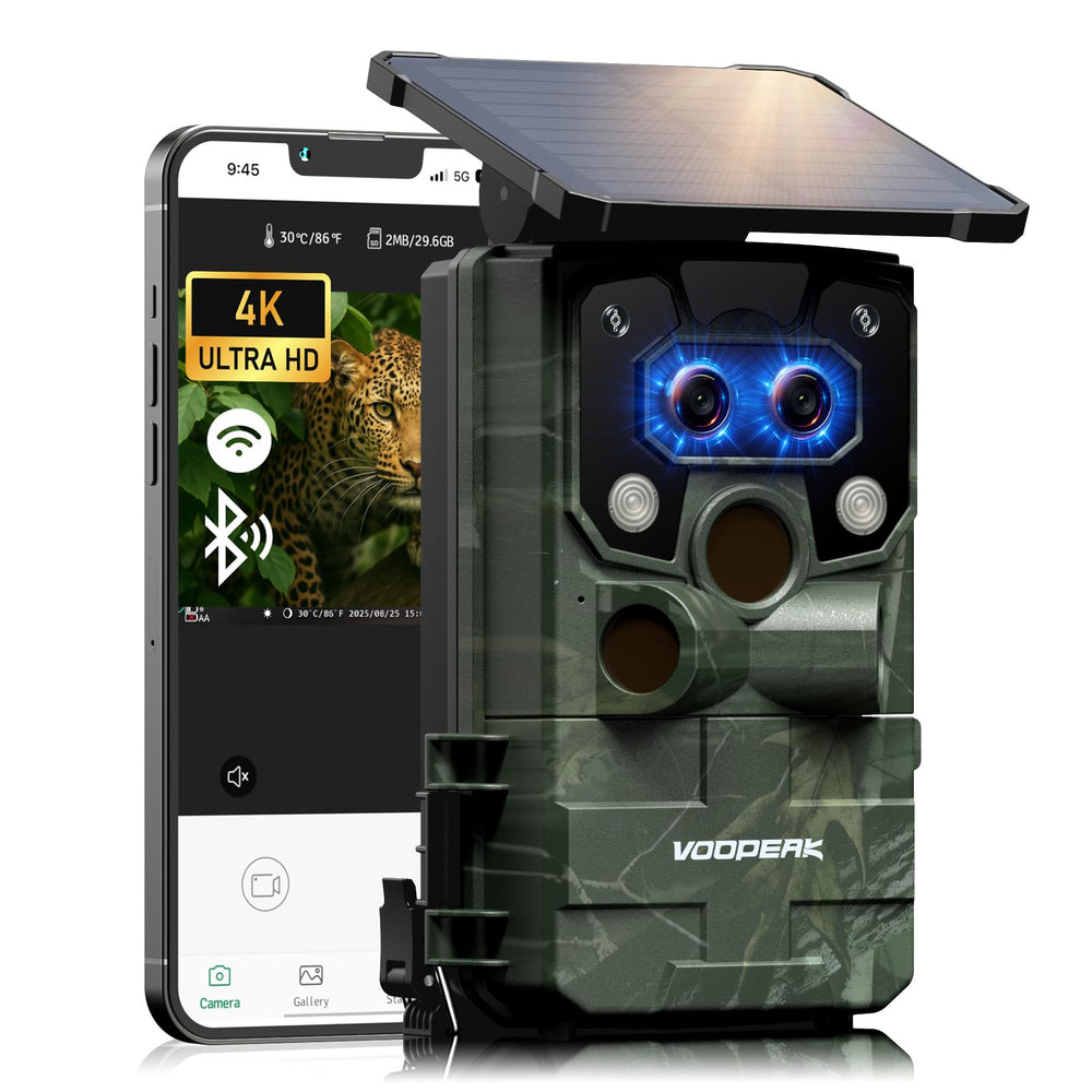 VOOPEAK trail camera forest setup captures wide-field wildlife detail for monitoring.