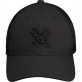 Vortex Core Logo Caps Black front view with bold emblem and breathable fit.