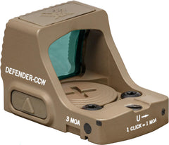 Vortex Defender-CCW lens close-up emphasizes distortion-free sight window and color accuracy.