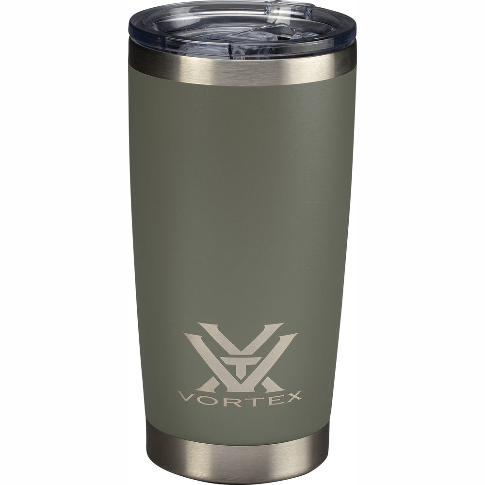 Vortex insulated 20oz tumbler in lichen, front view, showcases double-wall insulation for temperature control.