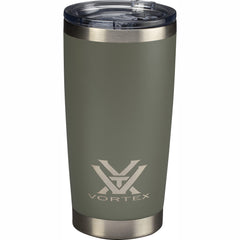 Vortex insulated 20oz tumbler in lichen, front view, showcases double-wall insulation for temperature control.