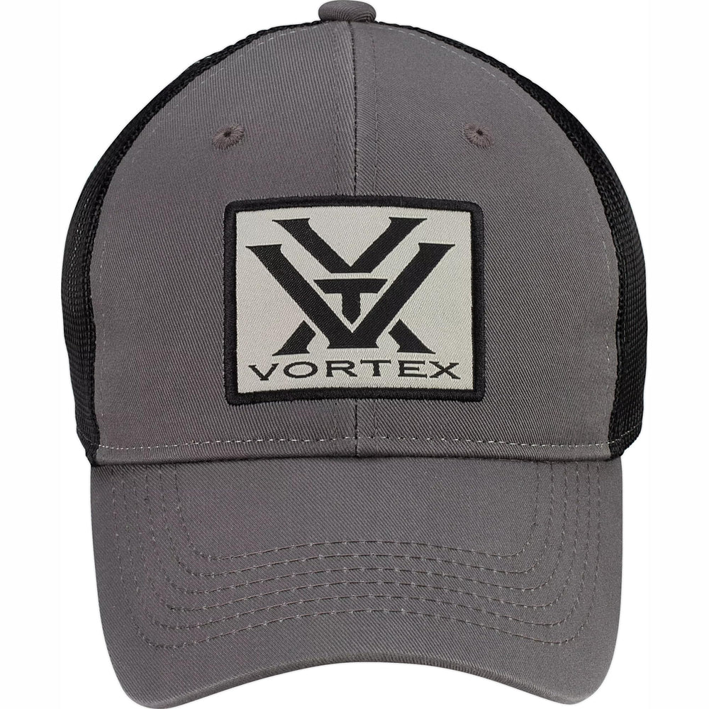 Vortex Patch Logo Snap Back Cap in pewter for versatile field and city wear.