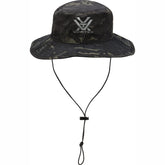 Vortex Shade Country Bucket Hat front view in Black Multicam for rugged outdoor use.