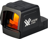 Vortex Venom enclosed micro red dot sight mounted on firearm for quick target acquisition.