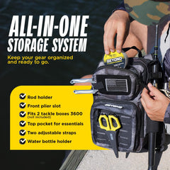 Front close-up of The Voyager Black Onyx backpack