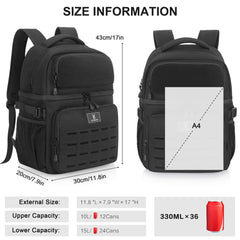 VS VOGSHOW insulated double-deck cooler backpack interior view with two insulated compartments for organized storage