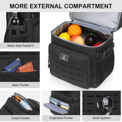 VS VOGSHOW insulated double-deck cooler backpack lower insulated compartment for food