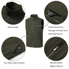 VtuAOL vest back view shows quilted warmth and versatile styling in army green.