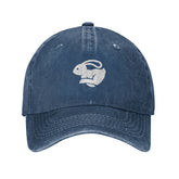 VunKo Rabbit Hat front view in navy washed denim, perfect for casual streetwear