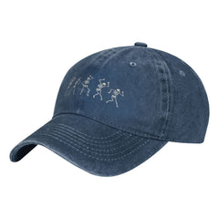 VunKo Dancing Skeletons navy cap back view, vintage distressed style for casual streetwear.