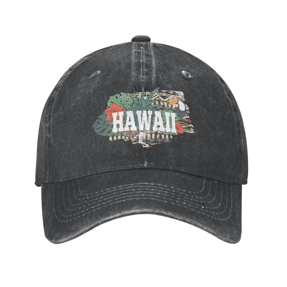 VunKo Funny Hawaii cap front view with vintage denim distress for casual daily wear