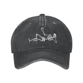 VunKo Skeleton Cap in black denim, front view for casual daily wear.