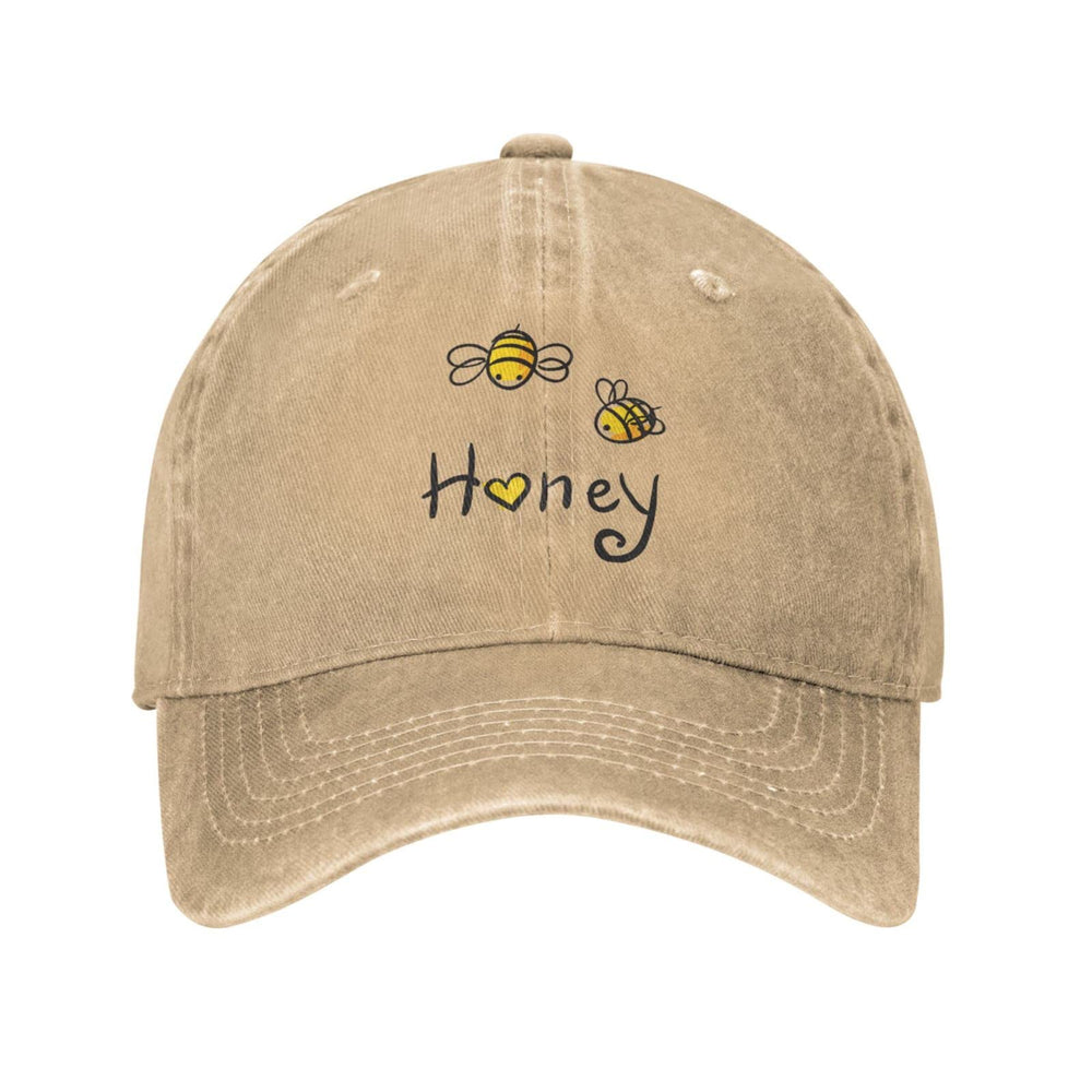 VunKo Bee Love Honey cap front view, classic denim style for daily wear and sun protection