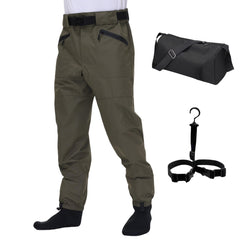 VZKAK fishing waist waders olive green small - front view