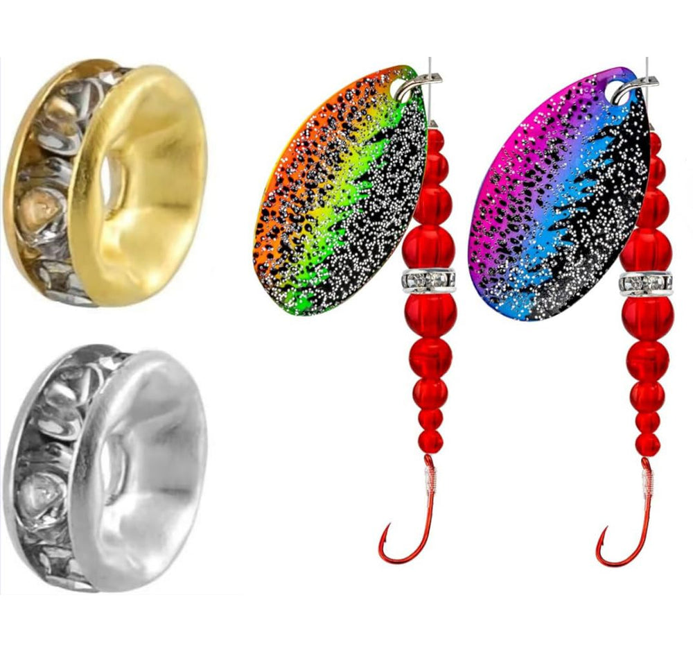 Vzuiwkfmr 6mm crystal rhinestone bead, gold, flat edge for eye-catching rigs.