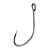 Vzuiwkfmr ringed-eye hook close-up, sturdy high-carbon steel for saltwater durability.