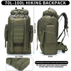 W WINTMING 70L hiking backpack back view highlighting padded support
