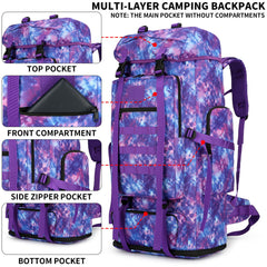 W WINTMING 70L backpack front pocket for quick-access essentials during hikes.
