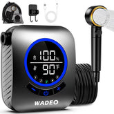 WADEO portable shower displays battery level for planning showers