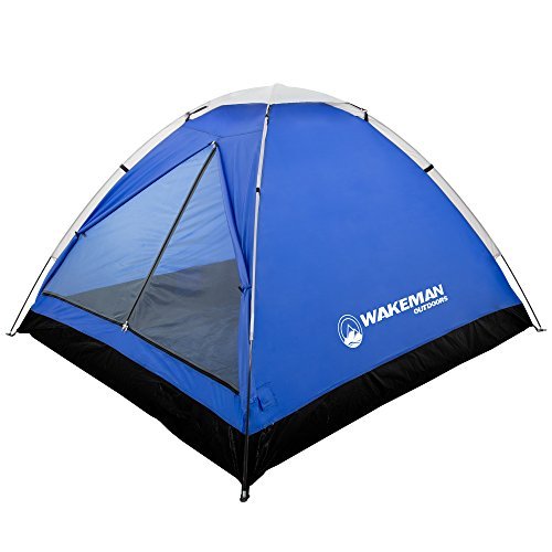 Wakeman 2-person blue tent dome, water-resistant, removable rain fly for camping