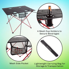 Wakeman Camp Table side pocket for quick-access essentials.