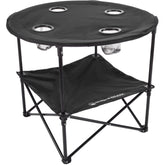 Wakeman Camping Table 2-Tier top surface with 4 cupholders for drinks at picnics