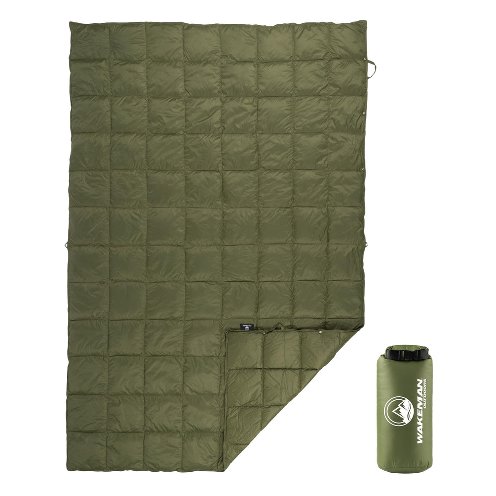 Wakeman Down Camping Blanket packable 78x52 inches for travel warmth
