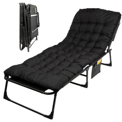 Wakeman folding camping cot with mattress and removable cushion for comfortable outdoor sleep.