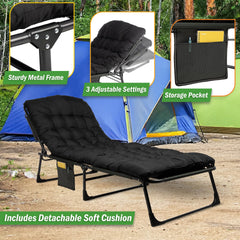 Wakeman folding cot with steel frame offers durable support for camping and guests.