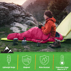 Wakeman Mummy Sleeping Bag lightweight fill providing warmth without bulk