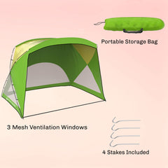 Wakeman Outdoors Beach Tent Sun Shelter water-repellent fabric for light showers.