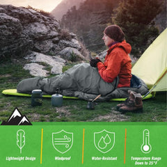 Wakeman Outdoors mummy bag is compact and lightweight for backpacking.