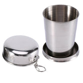 Walfront collapsible cup folded for travel, showcasing compact design.