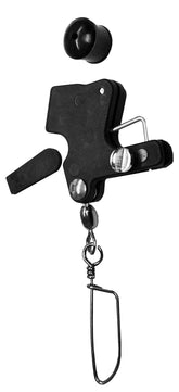 Walker Downriggers Terminator Release close-up shows secure clincher grip for consistent releases