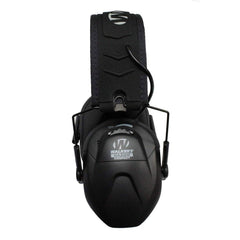 Walker’s Razor Compact worn at the shooting range for protected hearing.