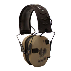 Walker's Razor Slim electronic muff in distressed tan flag design for range protection.