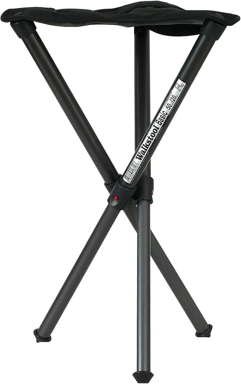 Walkstool Basic black seat at 20 inch height, ideal for portable outdoor seating