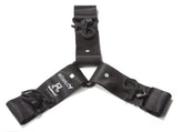 Walkstool reinforcement strap attaches securely to three points for stable setup on uneven ground.