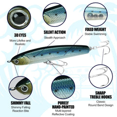 Wander 85TB in water showing sinking pencil lure action
