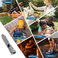 WANERSEN titanium emergency whistle with hole design, easy to attach to gear.